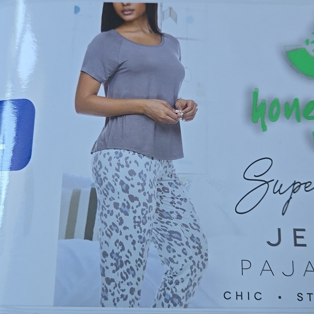 Honeydew Intimates Soft Jersey Pajama Set in Light Blue and Gray - Picture 2 of 5